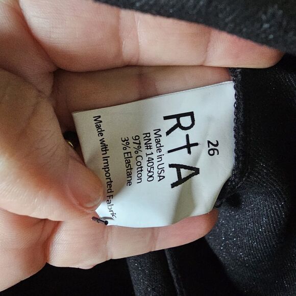 RTA Diavolina Moto Pant Sparkle Black Skinny Leg + Zips Size 26, Gothic - Picture 7 of 10